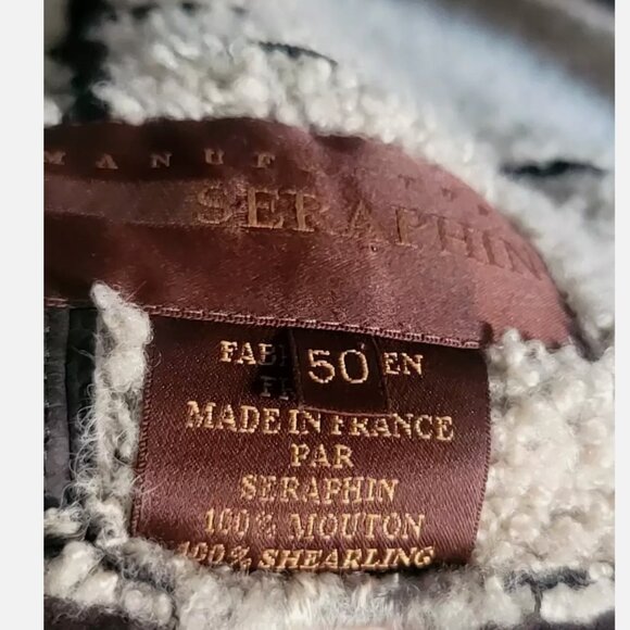 RARE Seraphin (Hermes Maker) Shearling Sheepskin Motorcycle Jacket Coat Mouton M - Picture 15 of 16